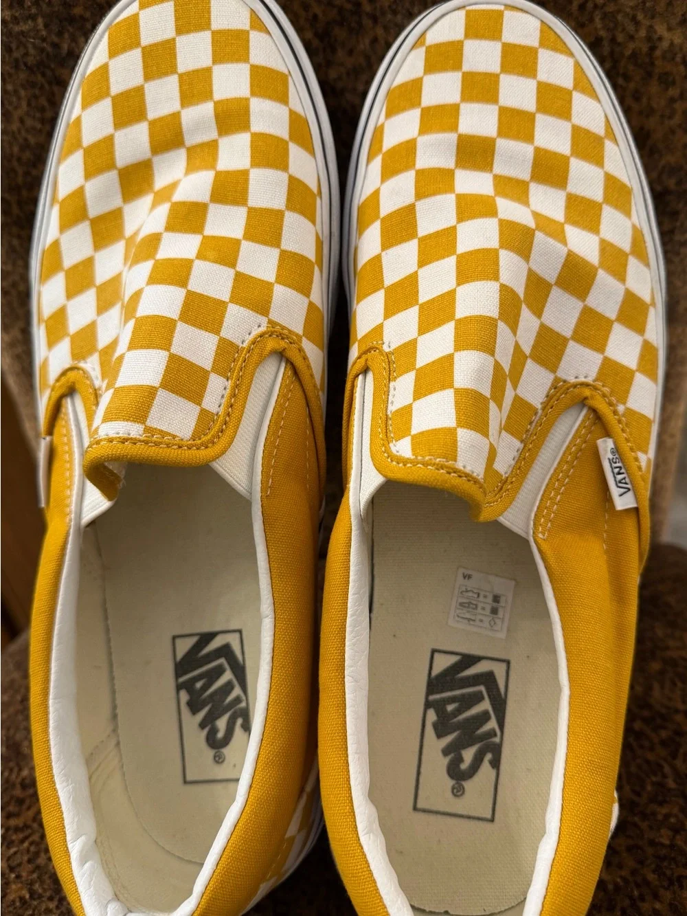 Vans Checkerboard Slip-On Sneakers in Yellow and White